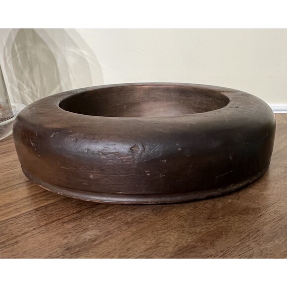 Antique Wooden Block Hat Brim Mold Millinery Form Mirror Boho Primitive Country - Picture 6 of 13